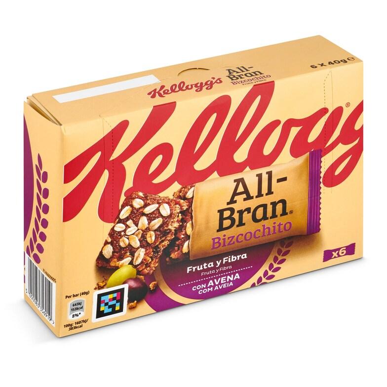 Dia Barritas de cereales de bizcochitos con fruta y fibra Kellogg's All-Bran caja 240 g