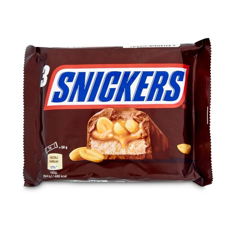 Dia Barritas De Chocolate Con Caramelo Y Cacahuetes 3 Unidades Snickers Bolsa 150 G