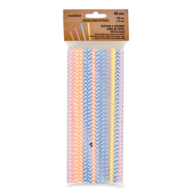 Dia Cañitas de papel de 4 colores Betik bolsa 48 unidades