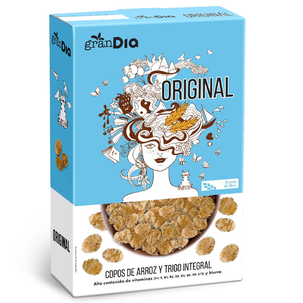 Dia Cereales copos de arroz trigo integral y cebada Gran Dia caja 500 g