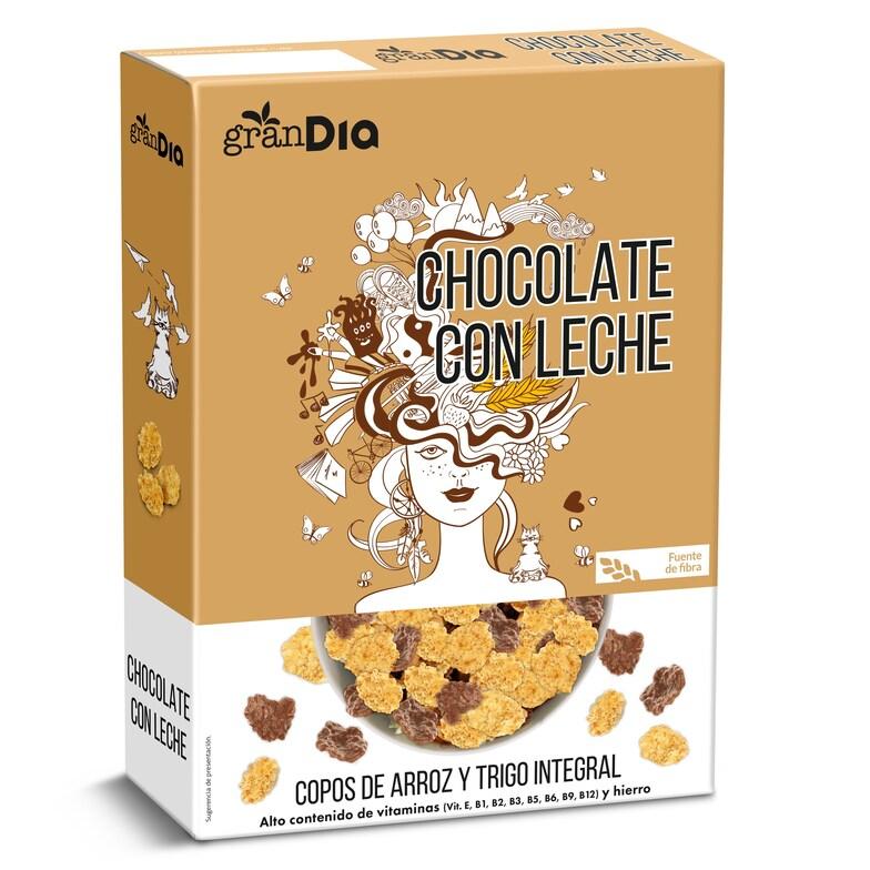 Dia Cereales copos de arroz y trigo integral cubiertos de chocolate Gran Dia caja 300 g