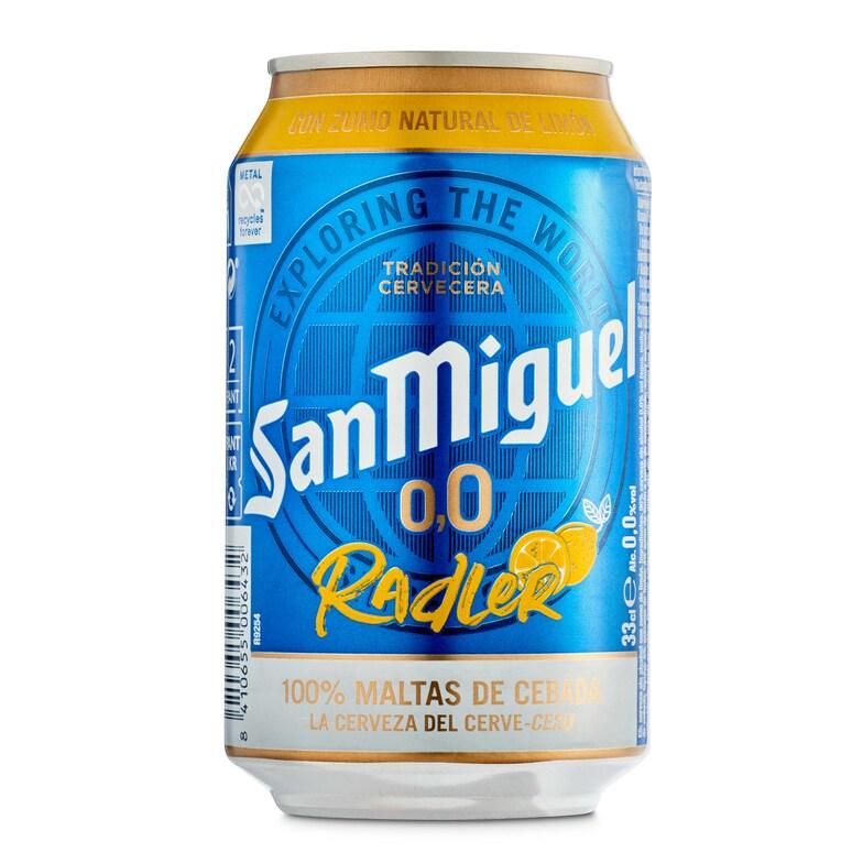 Dia Cerveza radler con limón 0 0% alcohol San Miguel lata 33 cl