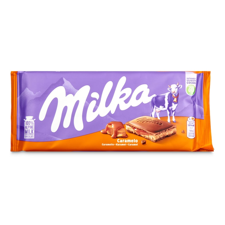 Dia Chocolate con leche relleno de caramelo Milka 100 g
