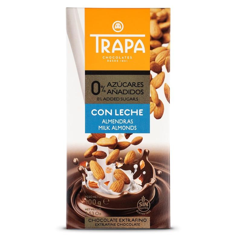 Dia Chocolate con leche y almendras 0% azúcares añadidos Trapa 100 g