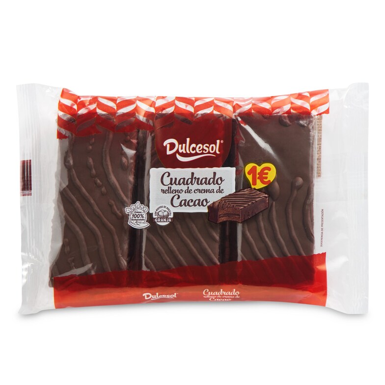 Dia Cuadrados rellenos de cacao Dulcesol bolsa 171 g