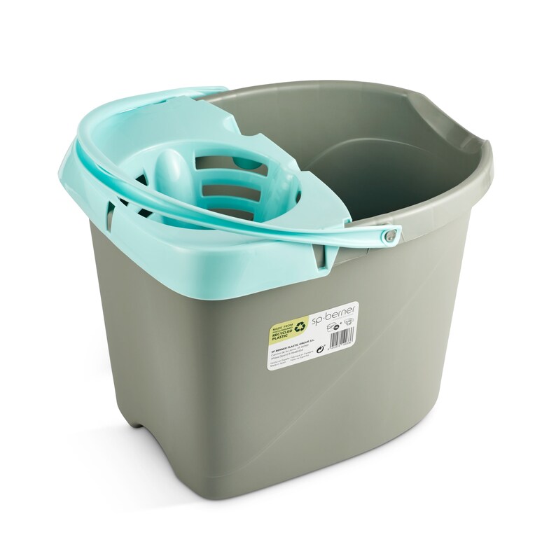 Dia Cubo Ovalado Gris Y Celeste 14 Lt Sp Berner 1 Unidad