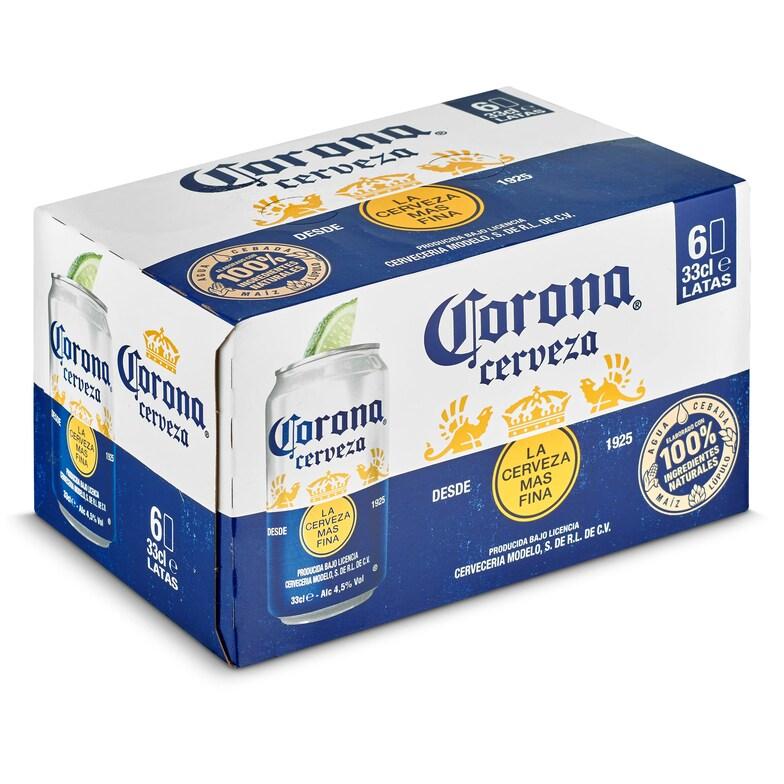 Dia Cerveza rubia mexicana Corona lata 6 x 33 cl