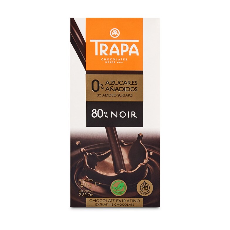 Dia Chocolate negro 80% noir 0% azúcares Trapa 80 g