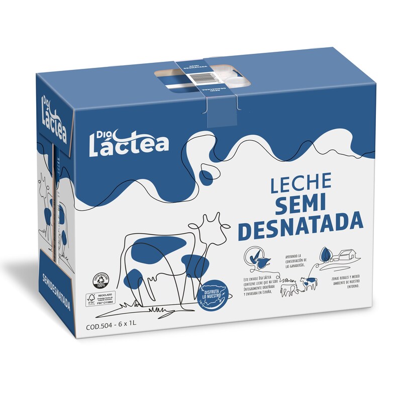 Dia Leche semidesnatada Dia Láctea brik 6 x 1 l