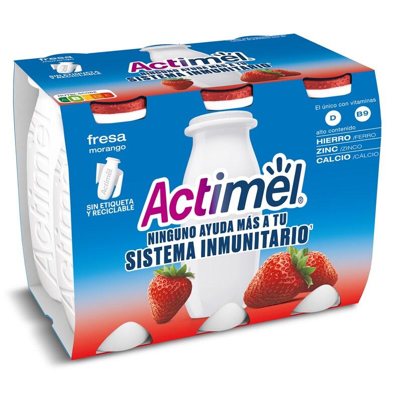 Dia Yogur Líquido De Fresa Actimel Pack 6 X 100 G