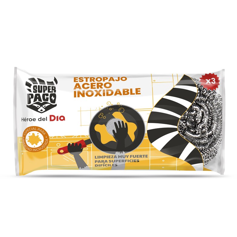 Dia Estropajo acero inoxidable Super Paco de Dia bolsa 3 unidades