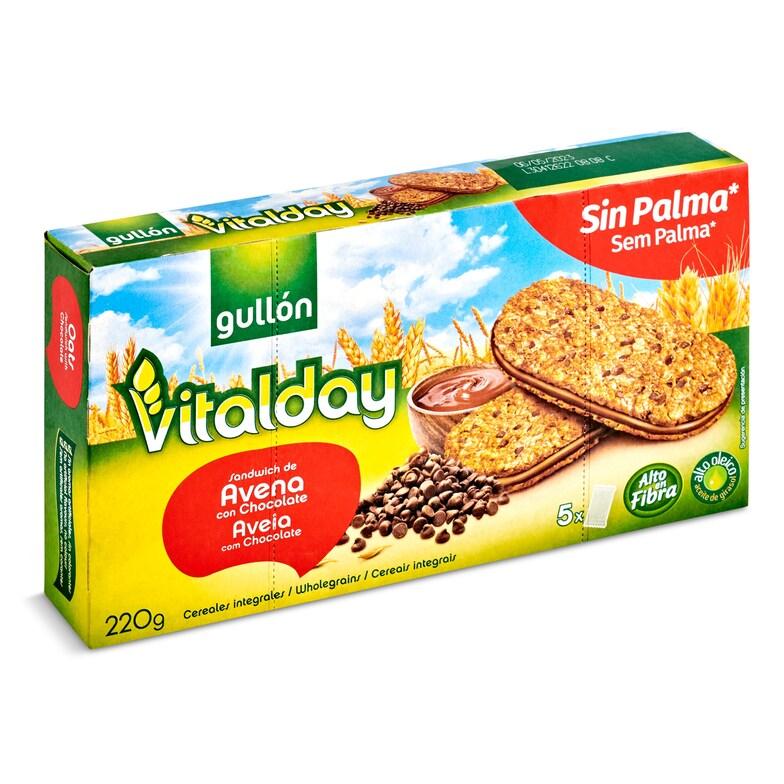 Dia Galletas sándwich con avena y chips de chocolate rellenas de avellanas Gullón Vitalday caja 220 g