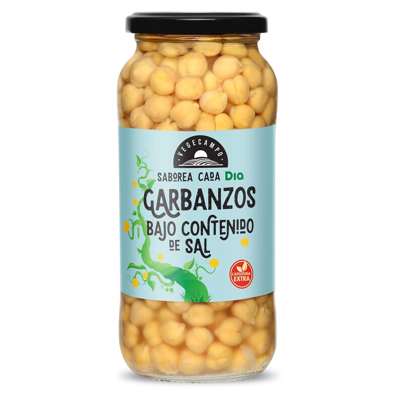 Dia Garbanzos cocidos bajo contenido en sal Vegecampo de Dia frasco 400 g