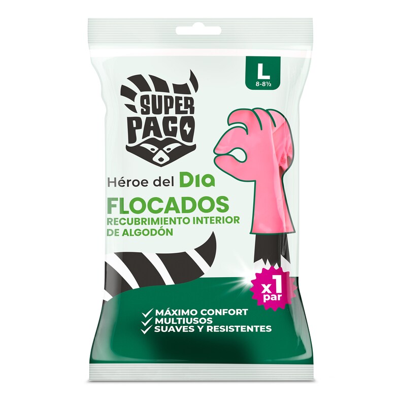 Dia Guantes flocados de látex talla L Super Paco de Dia bolsa 2 unidades