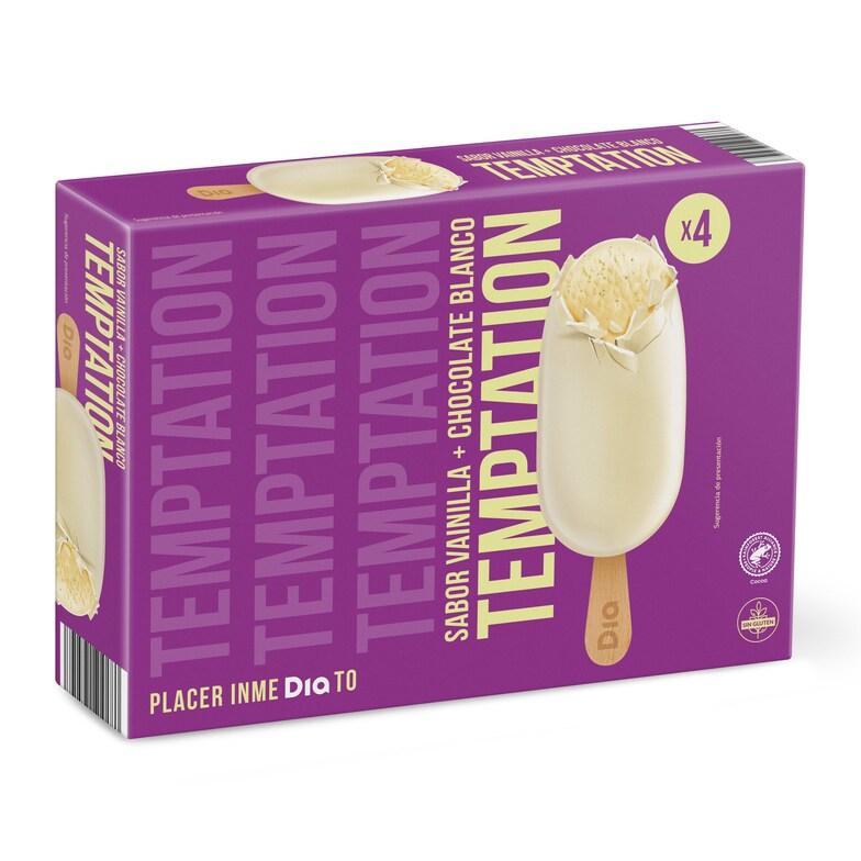 Dia Helado Bombón Chocolate Blanco 4 Unidades Temptation De Dia Caja 336 G