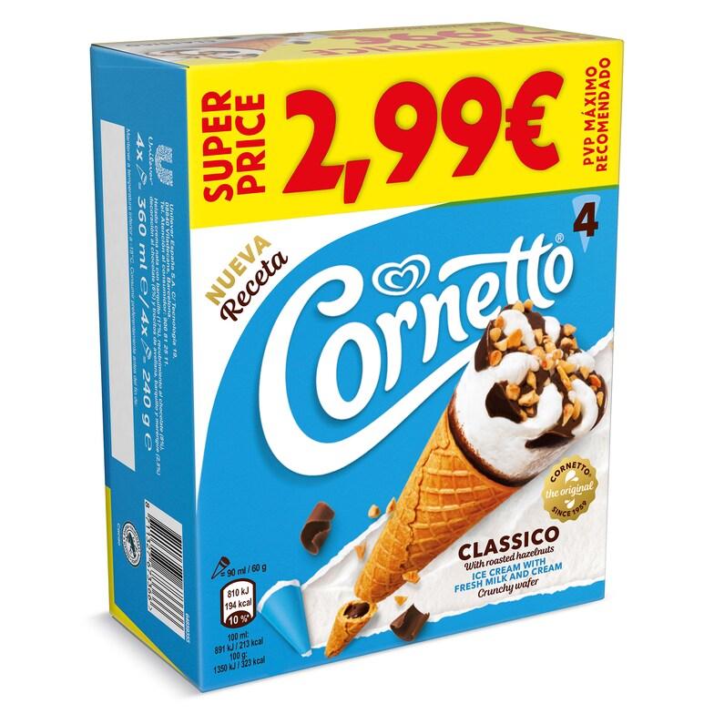 Dia Helado cono clásico 4 unidades Cornetto caja 240 g