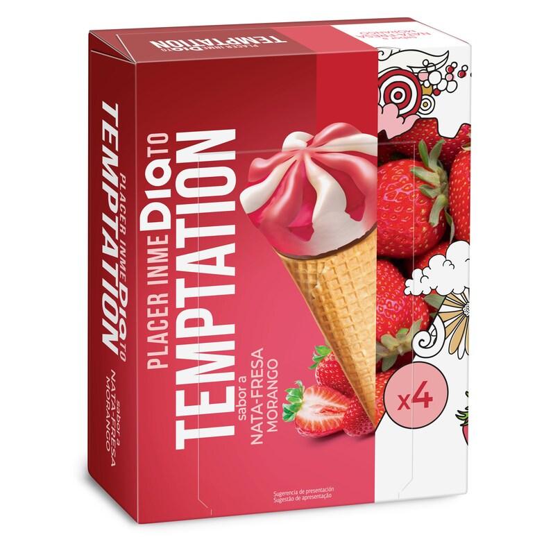 Dia Helado cono de nata y fresa 4 unidades Temptation de Dia estuche 272 g