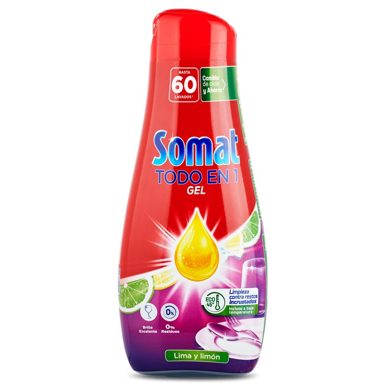 Dia Lavavajillas máquina todo en 1 lima y limón Somat botella 1.08 l