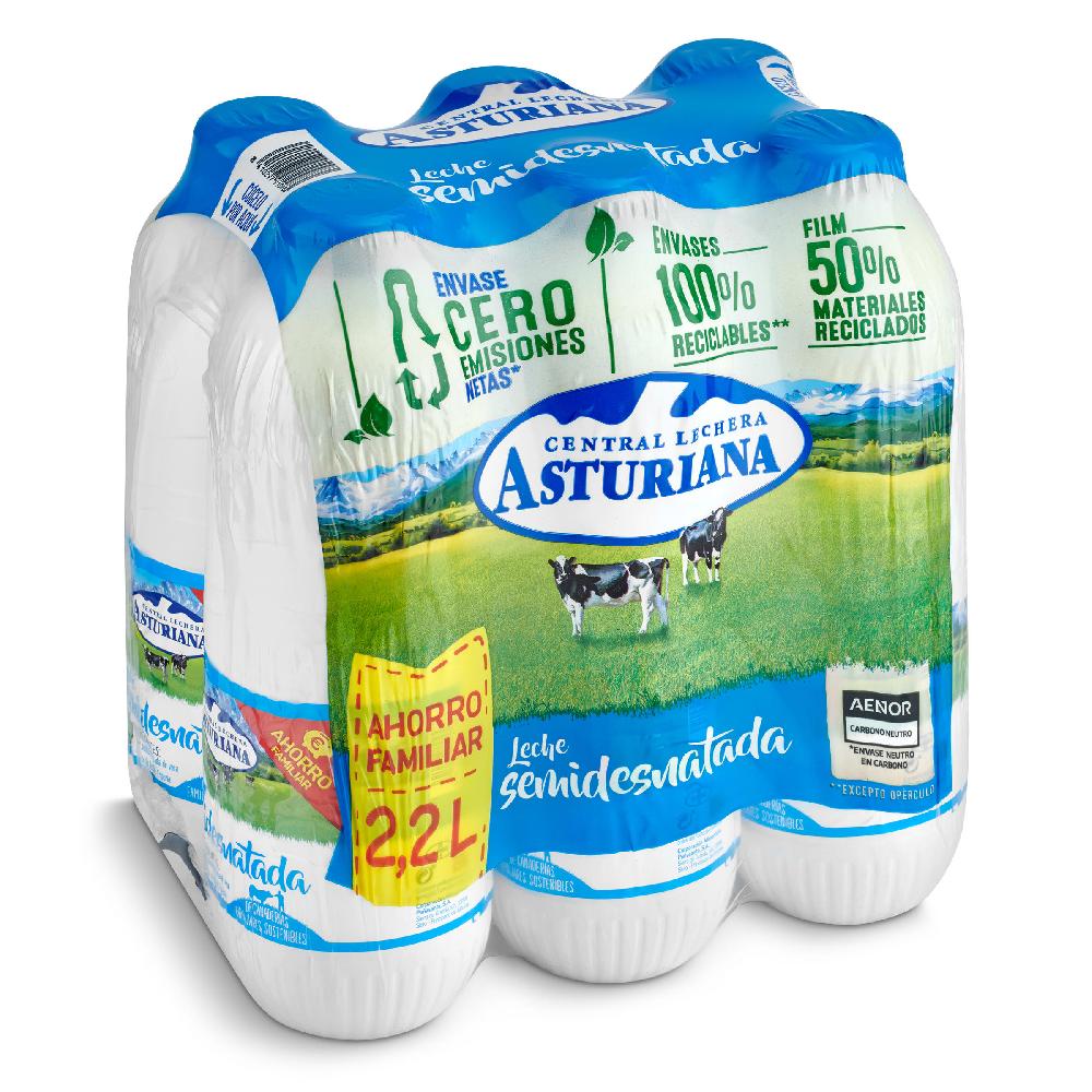 Dia Leche semidesnatada Central Lechera Asturiana botella 6 x 2.2 l
