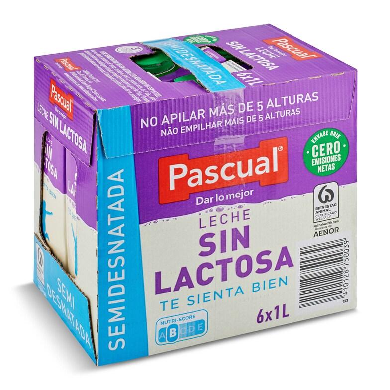 Dia Leche semidesnatada sin lactosa Pascual brik 6 x 1 l