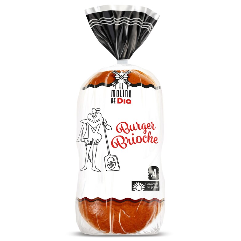 Dia Pan de hamburguesa brioche El molino de Dia bolsa 300 g