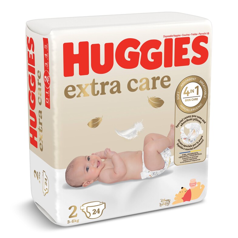 Dia Pañales 3-6 kgs talla 2 Huggies Extra Care bolsa 24 unidades