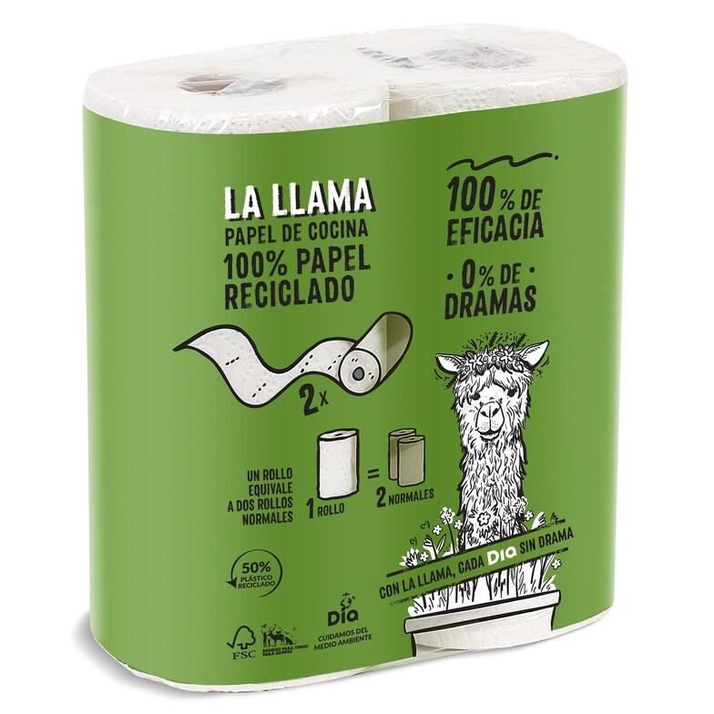 Dia Papel De Cocina Compacto Reciclado Doble Rollo La Llama Dia Bolsa 2 Unidades