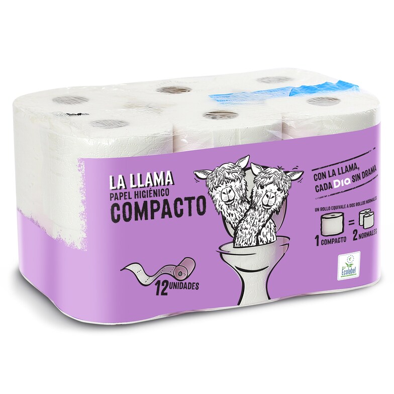 Dia Papel higiénico compacto doble rollo La Llama Dia bolsa 12 unidades