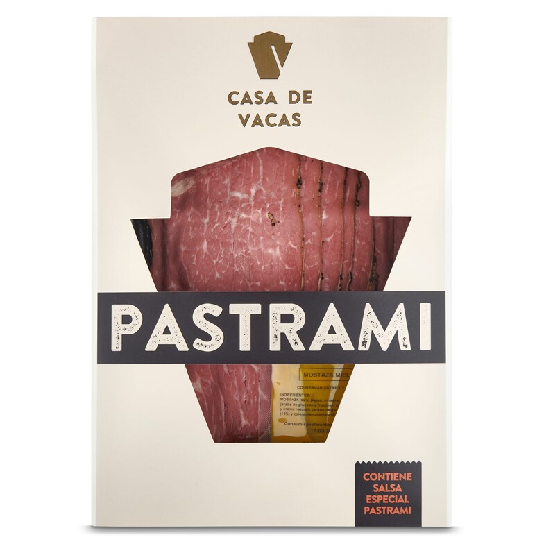 Dia Pastrami con salsa de miel y mostaza Casa de vacas bandeja 145 g