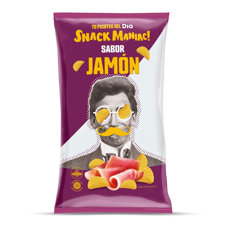 Dia Patatas fritas onduladas sabor jamón Snack Maniac de Dia bolsa 170 g