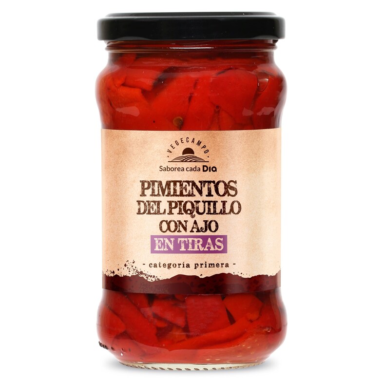 Dia Pimientos del piquillo en tiras con ajo Vegecampo de Dia frasco 225 g