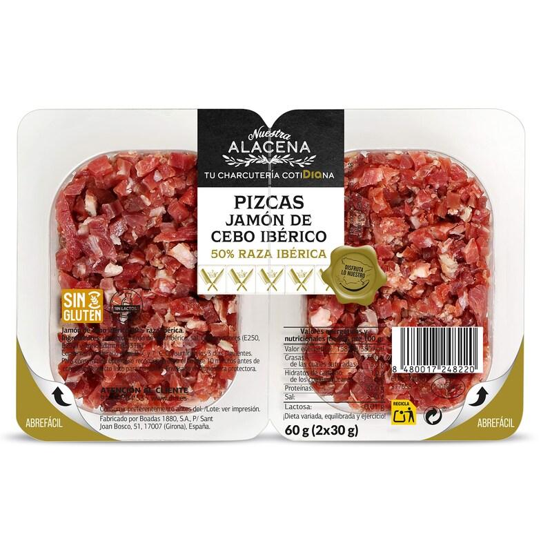 Dia Pizcas de jamón de cebo ibérico 50 % Nuestra Alacena de Dia bandeja 60 g