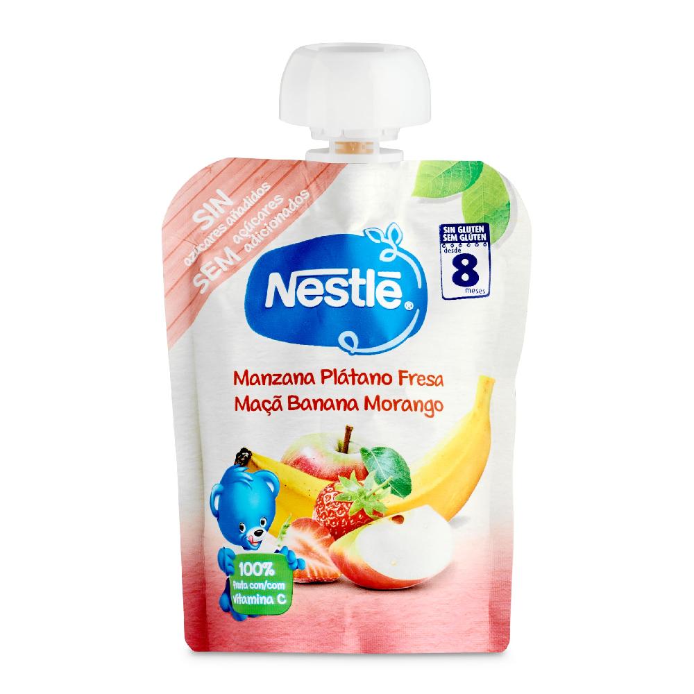 Dia Puré de frutas de manzana plátano y fresa Nestlé Naturnes bolsa 90 g