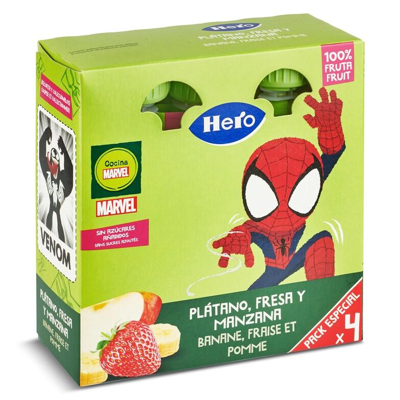 Dia Puré de plátano fresa y manzana Hero bolsa 4 x 100 g