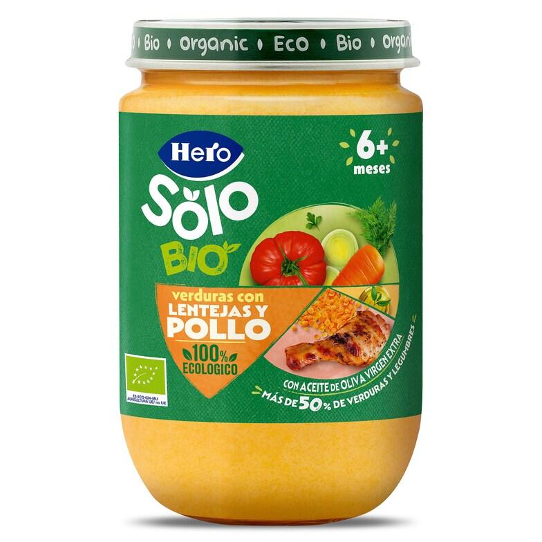 Dia Puré de verduras con lentejas y pollo bio Hero frasco 190 g