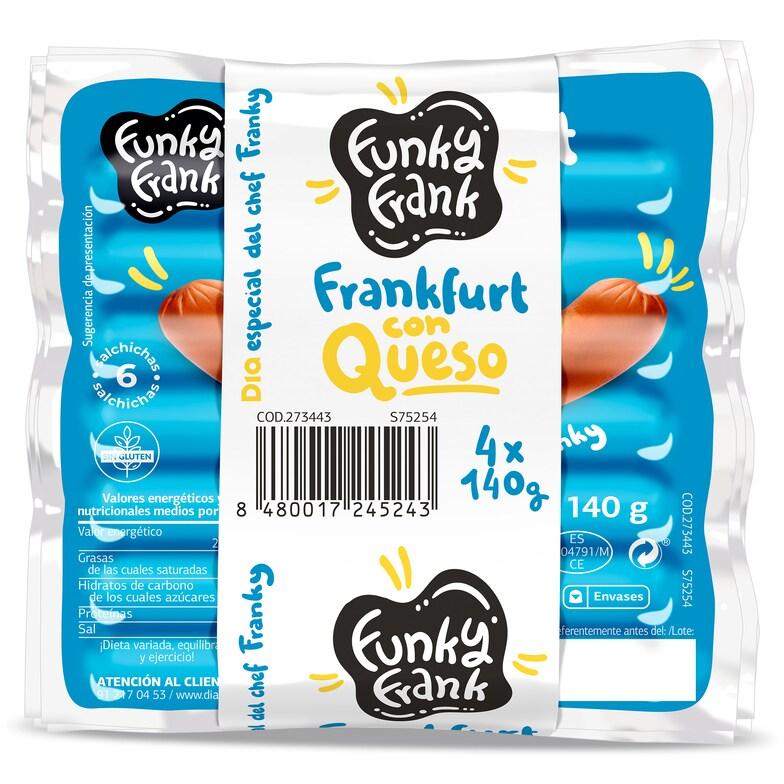 Dia Salchichas cocidas frankfurt con queso Funky Frank de Dia bolsa 4 x 140 g
