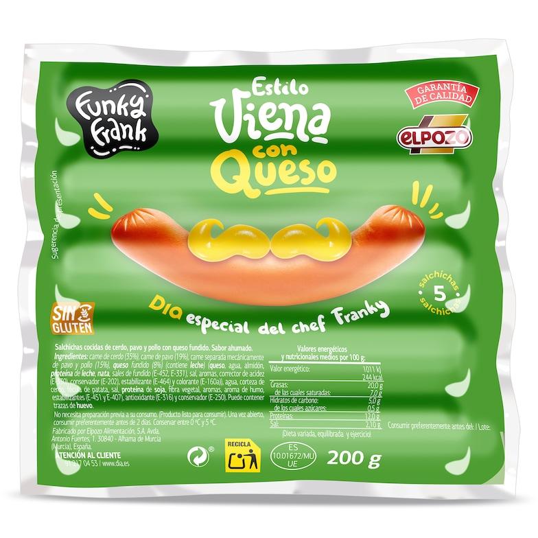Dia Salchichas viena con queso Funky Frank de Dia bolsa 200 g