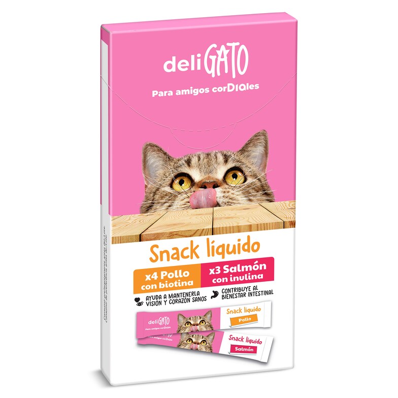 Dia Snack para gatos líquido de pollo y salmón Deligato Dia bolsa 105 g