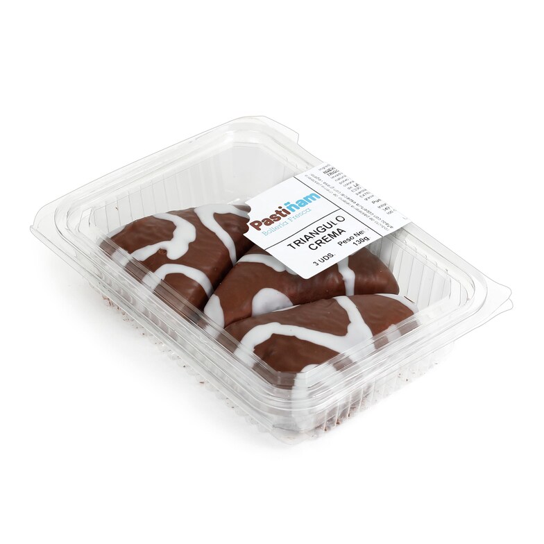 Dia Triángulo de crema bañado al cacao 3 unidades Pastiñam bandeja 130 g