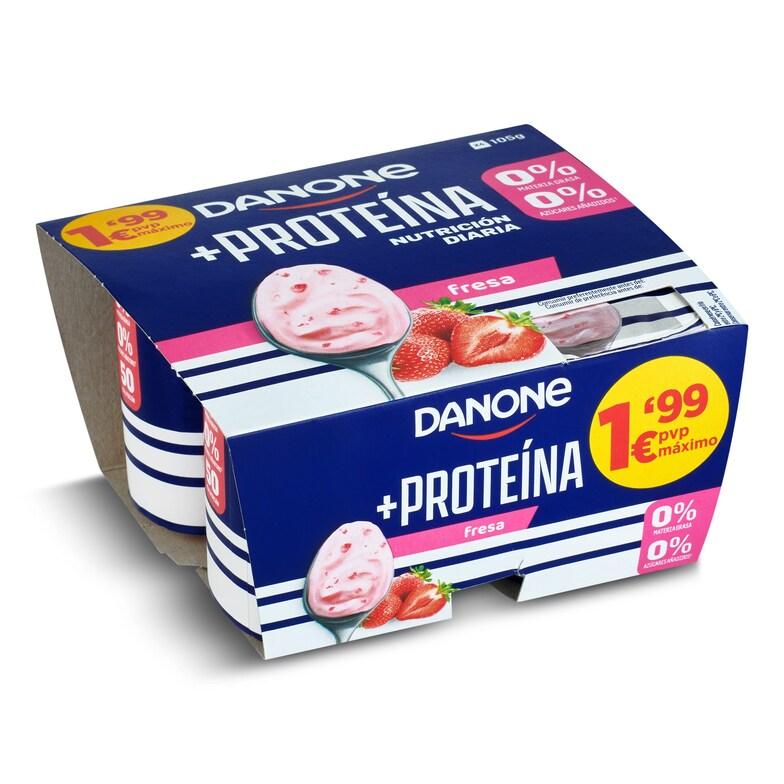 Dia Yogur desnatado de proteínas sabor fresa Danone pack 4 x 105 g