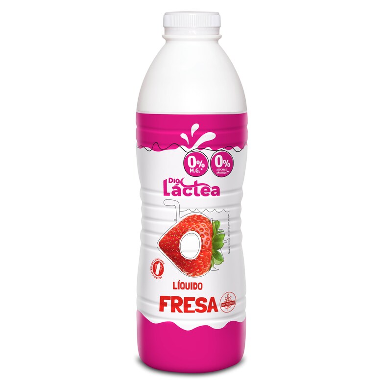 Dia Yogur desnatado líquido sabor fresa Dia Láctea botella 1 Kg