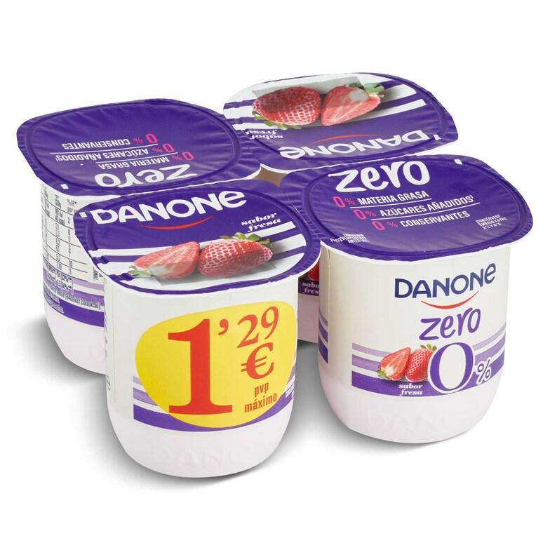 Dia Yogur desnatado sabor fresa zero Danone pack 4 x 120 g