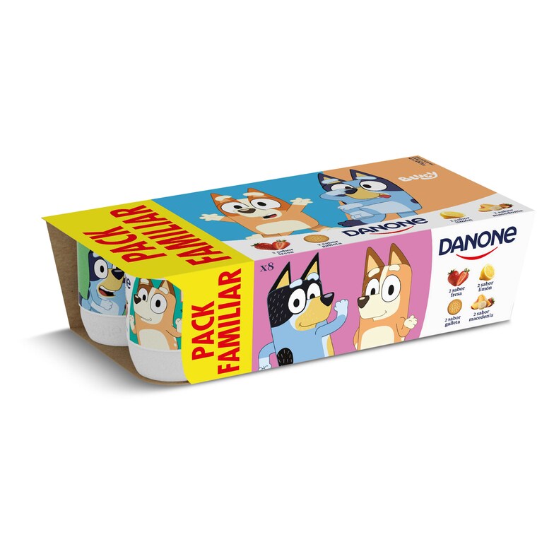 Dia Yogur sabor fresa macedonia limón y galleta Danone pack 8 x 120 g