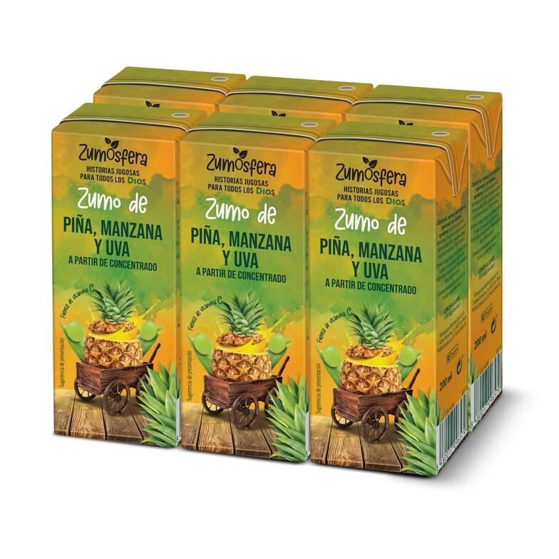 Dia Zumo de piña manzana y uva 100% Zumosfera de Dia brik 6 x 200 ml