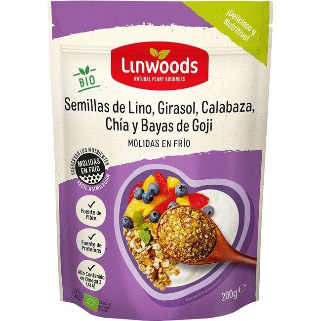 Eroski 5 Semillas Lino-girasol-calab.-chia-goji LINWOODS Bolsa 200 G