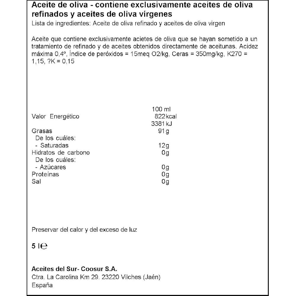 Eroski Aceite De Oliva 0 4º LA ESPAÑOLA Garrafa 5 Litros