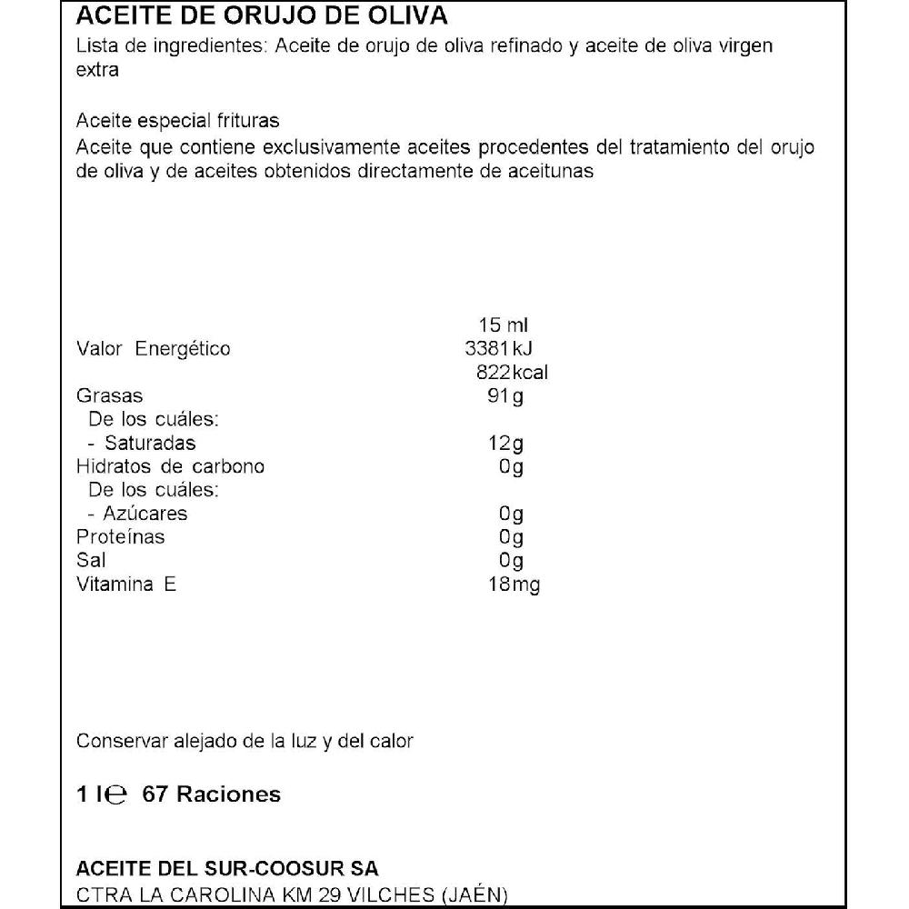 Eroski Aceite De Orujo De Oliva MIL OLIVAS Botella 1 Litro