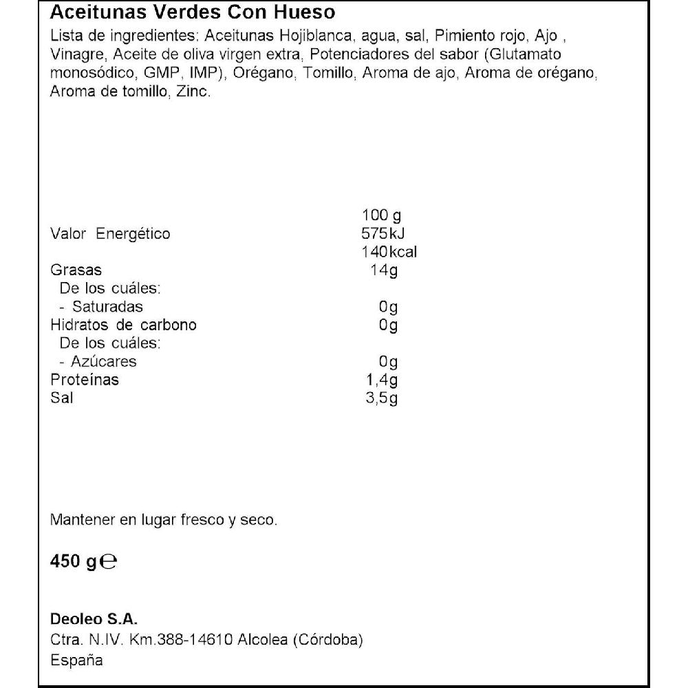 Eroski Aceituna Con Hueso Estilo Casero CARBONELL Frasco 450 G