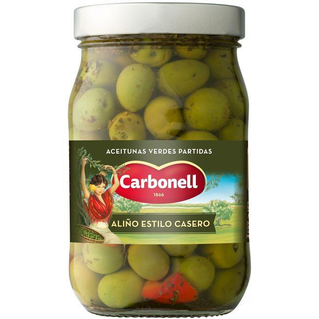 Eroski Aceituna con hueso estilo casero CARBONELL frasco 450 g