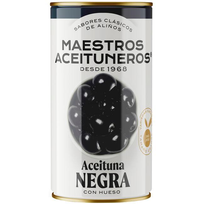 Eroski Aceituna negra con hueso M. ACEITUNEROS lata 185 g